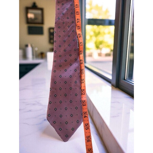 Christian Dior Purple Italian Silk Tie Geometric Mid Century Pattern Vintage - Picture 12 of 16